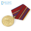 Medalla militar de esmalte de fantasía de premio personalizado de aleación de zinc de metal personalizado de alta calidad con cinta corta